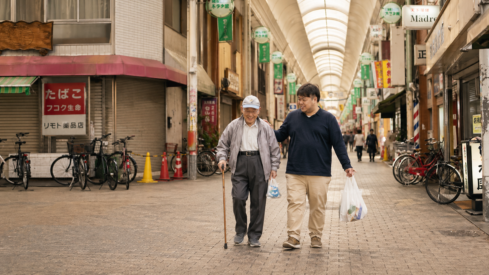 虹家グループの歩行支援の様子